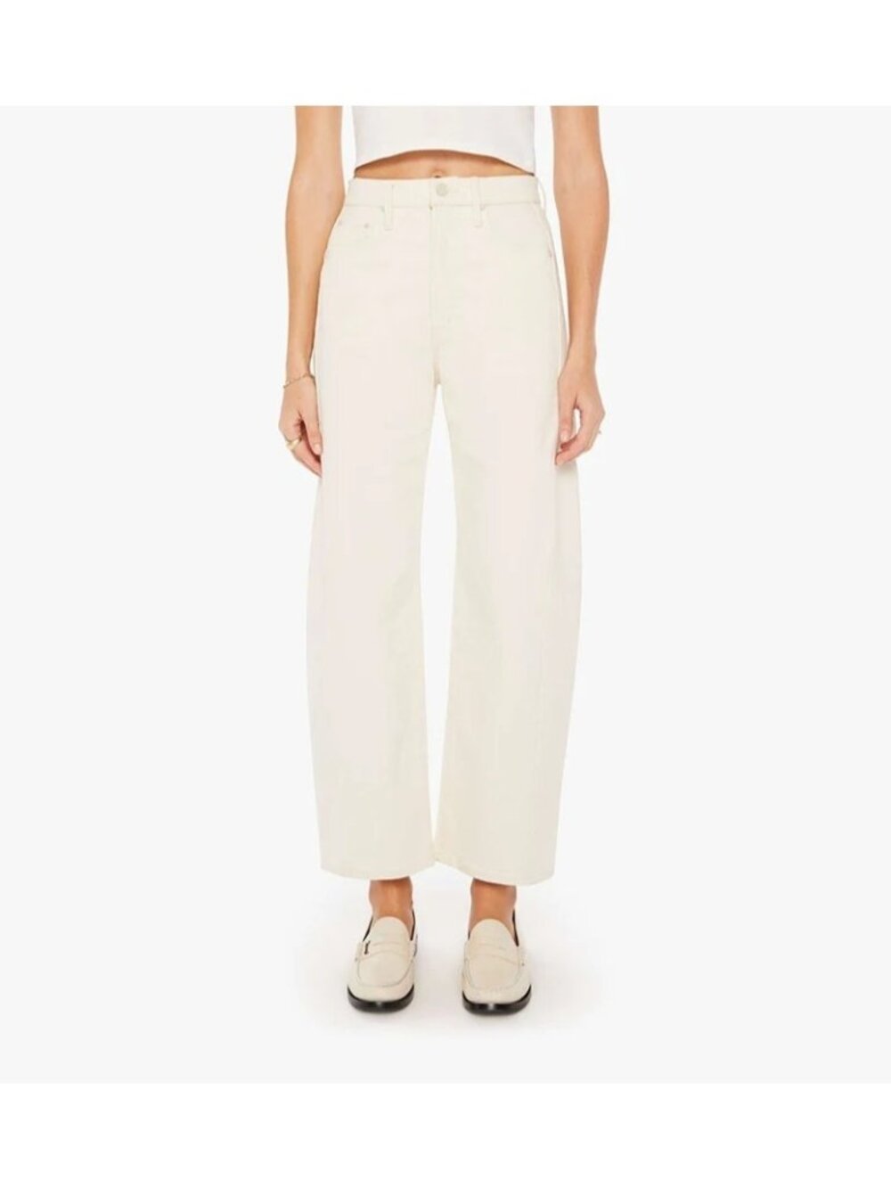 Mother The Lil Half Pipe Ankle Jeans Wide Leg Contemporary Old Money Womens 30P